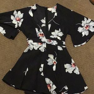 Shorts One Piece with Low V Neck